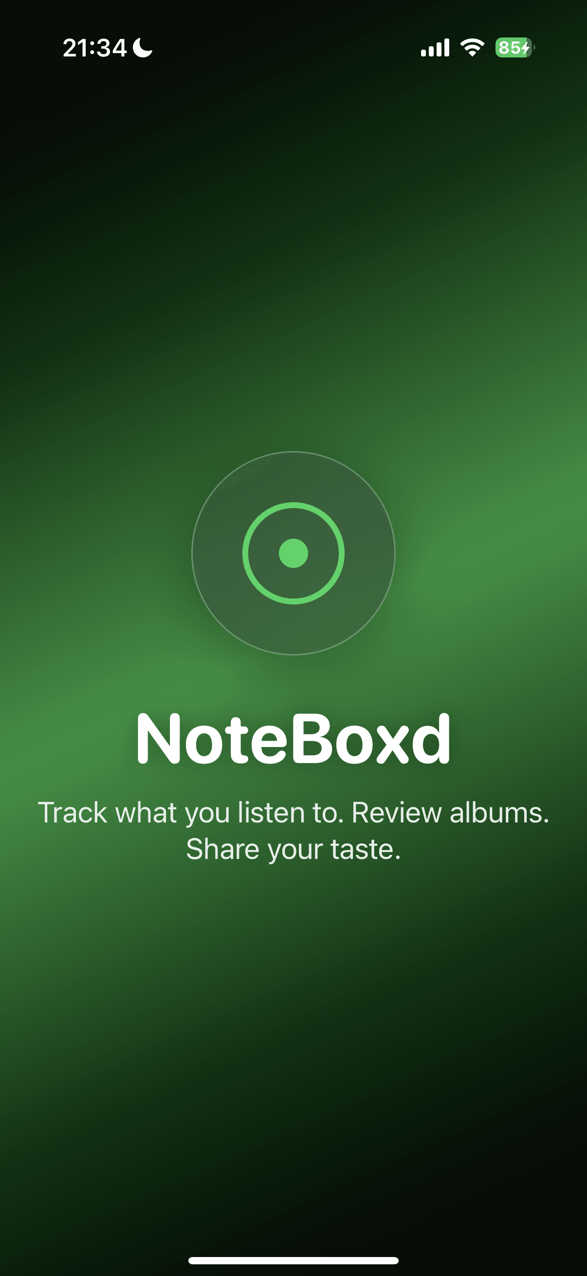 NoteBoxd app home feed showing shared tracks and playlists